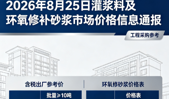 合江2026年8月25日灌浆料及环氧修补砂浆市场价格信息通报